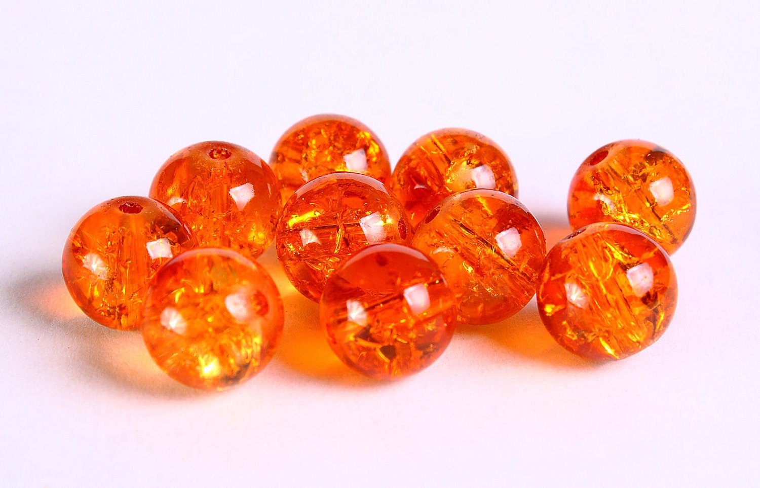 10mm orange crackle glass beads Orange round beads