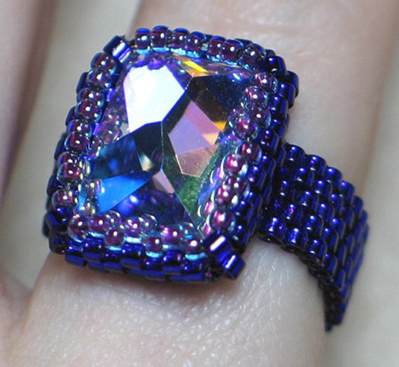 Items similar to Instant Download Beading Pattern Seed Beaded Ring