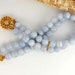 Blue Lace Agate Double-Strand Bead Bracelet with Gold Filigree Clasp, for her, for him, fall fashion trends, fall jewelry, back to school