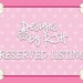 Reserved Listing for alj0227