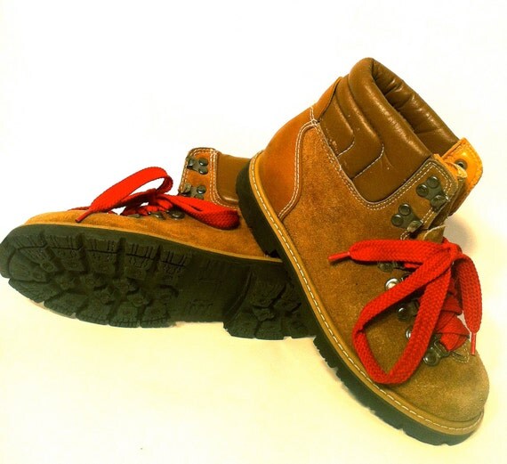 suede hiking boots with red laces