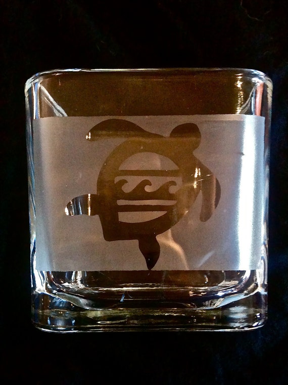 Items similar to Hawaiian Hawaii hand etched glass vase bowl honu sea