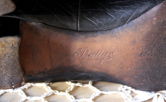 SALE-1850s 1900s Antique black leather BALLY