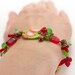 Red, grass green copper beaded bracelet. Spring Summer trend. Colorful jewelry OOAK