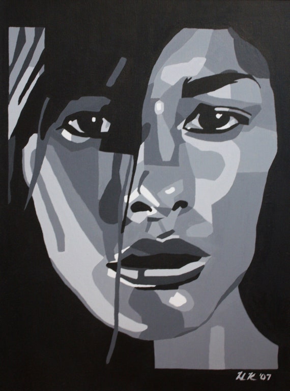 REDUCED PRICE/SALE--Portrait of a Woman--print on canvas paper matted and framed