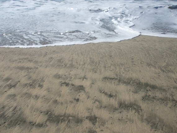 Half Moon Bay, sand and surf--framed photo