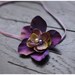 Ready to ship flower headband in violet and sage green tones with a pearl center on skinny elastic, great photo prop or daily use