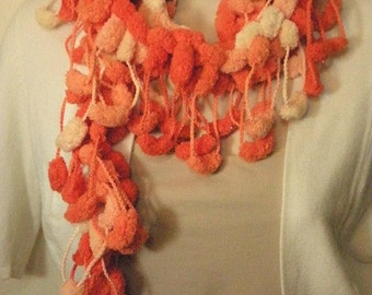 Orange Cocoon Pom Pom Fall Winter Fashion Neckwarmer Scarf