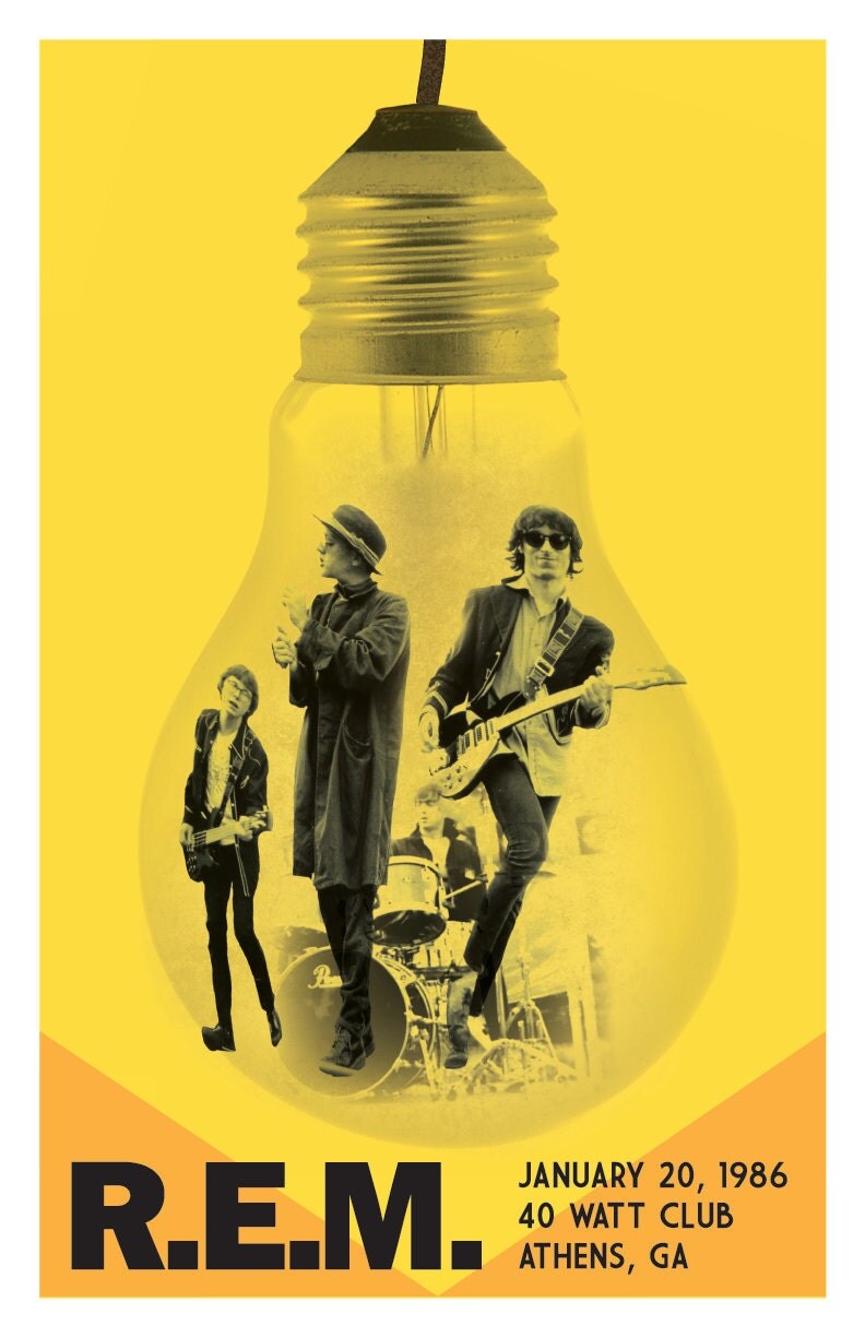 R.E.M. Poster 40 Watt Club 1986 by carmenleahw on Etsy