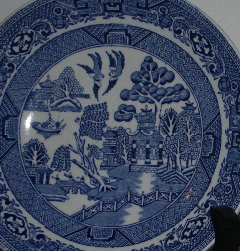 8 piece set willow pattern Ridgway China