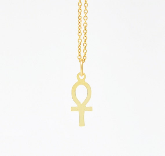 Solid 14K Gold Ankh Pendant