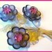 Vintage 1950s Celluloid Plastic Flower Brooch or Pin w Pink Rhinestones 3 1/2" EX