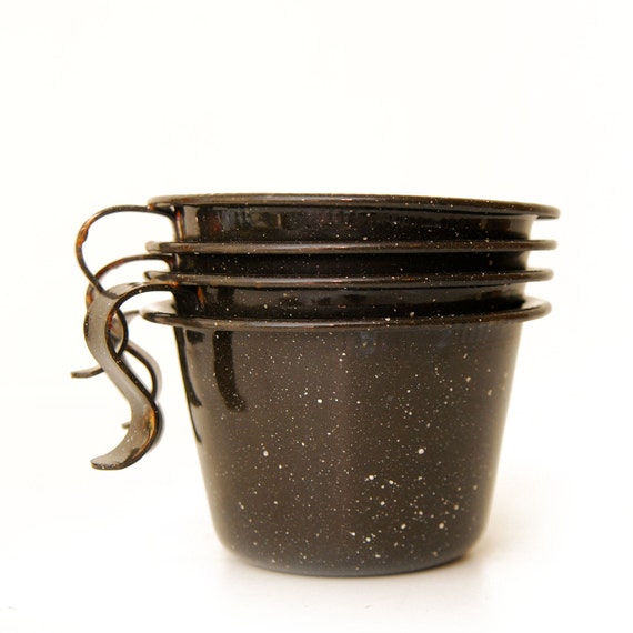 4pc Speckled Tin Camping Cups Enamelware