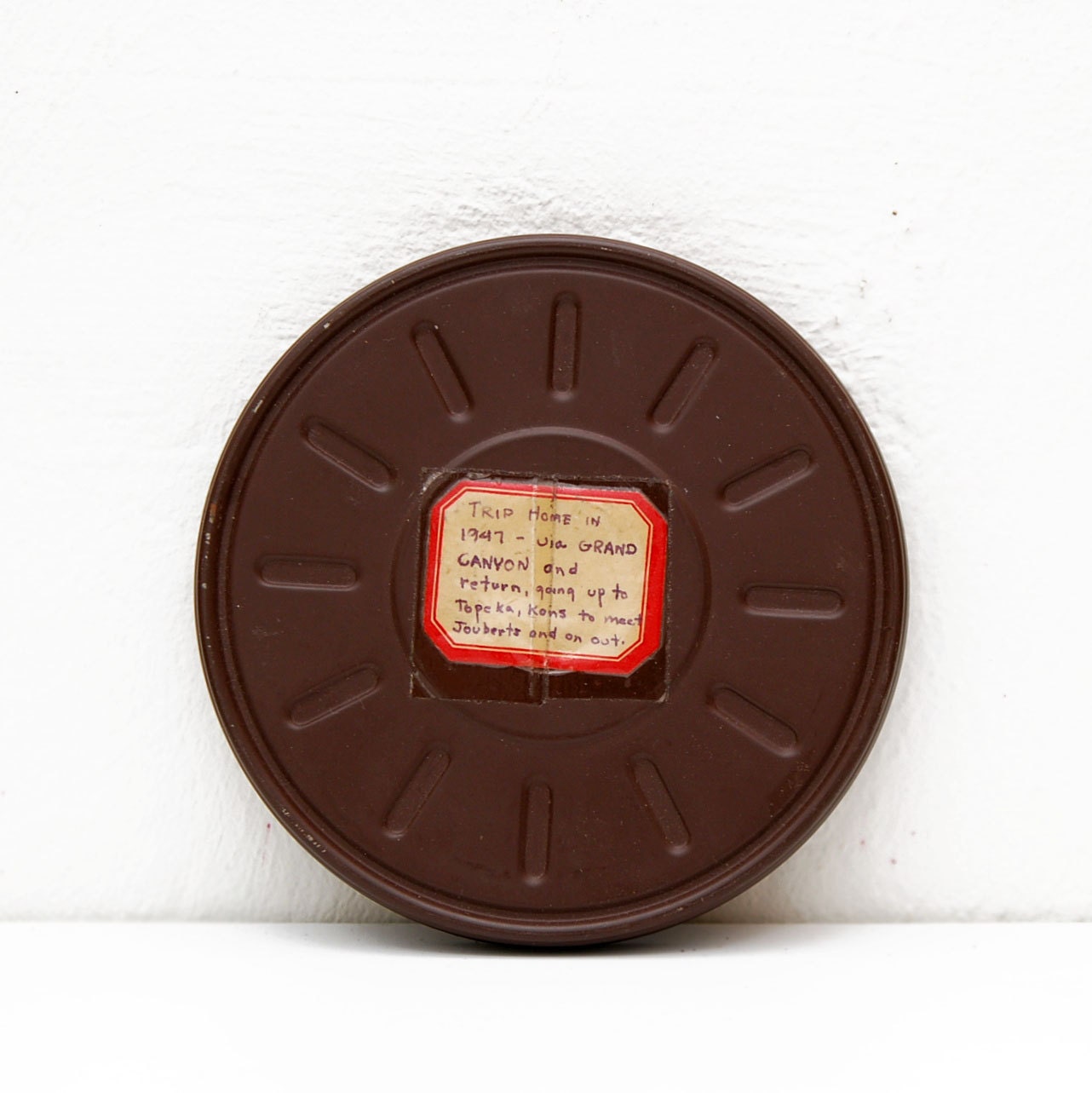 Small 1940s Brown Film Reel Case