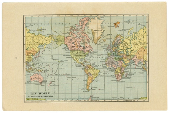 Vintage Map Of The World Original 1932   Il 570xN.327876586 