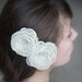 Ivory Bridal Hair Flowers (2 pcs) Ivory Wedding Hairpiece Bridal Hair Accessories Satin Lace Pearls Rhinestones