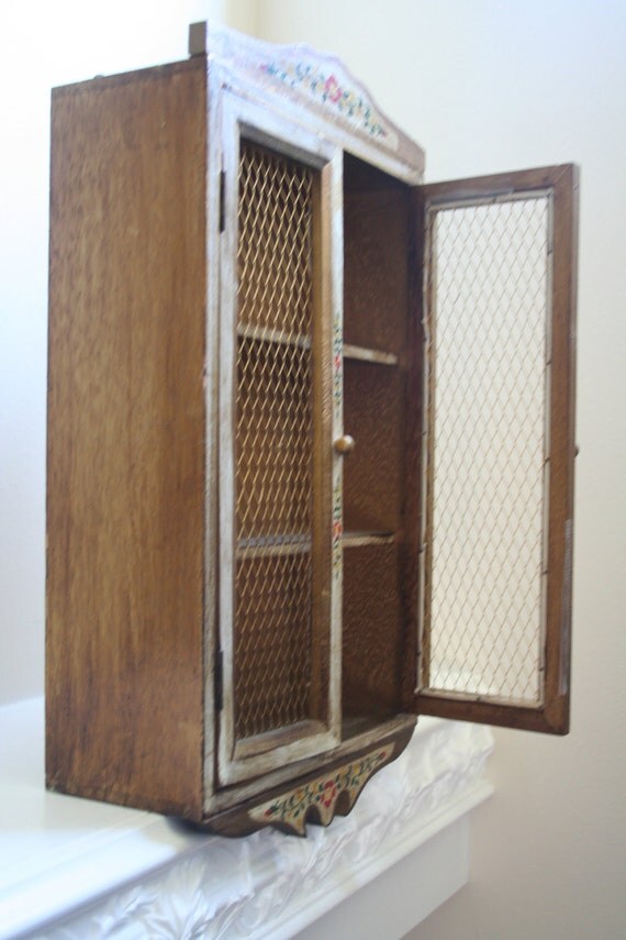 Handpainted Curio Wall Chicken Wire Doors