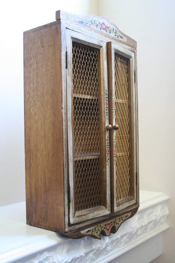 Handpainted Curio Wall Chicken Wire Doors