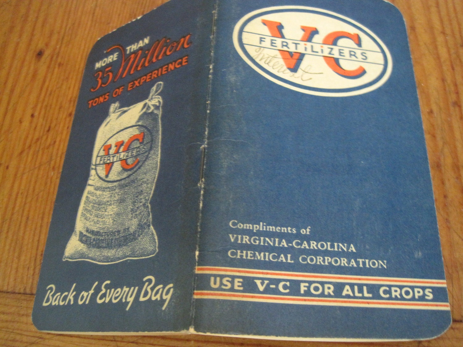 Vintage VC Fertilizer Advertising Booklet with 1939 / 1940