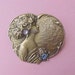 Fabulous Art Nouveau Era Heart Shaped Jeweled Brooch With Beautiful Lady