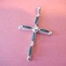 Sweet and Dainty Little Sterling Silver Cross Set with Dark Green Travertine Stone