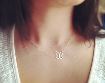 Butterfly Necklace / Sterling Silver Butterfly Necklace / All Sterling Silver / Any time Necklace / Bridesmaid gift, Mothers Necklace