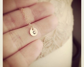 14K Gold Initial Necklace, Tiny Cute 14K Gold Filled Initial Necklace, Personalized Initial Necklace, Any time Necklace, Bridesmaids Gift