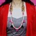 Walukar, neon pink tribal necklace with rope, triangles and layering chains, Valentine's Special