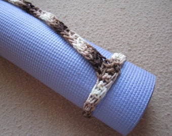 Yoga Mat Strap, Shaded Browns, Slim Tote Handle - US Shipping Included Original HH Design
