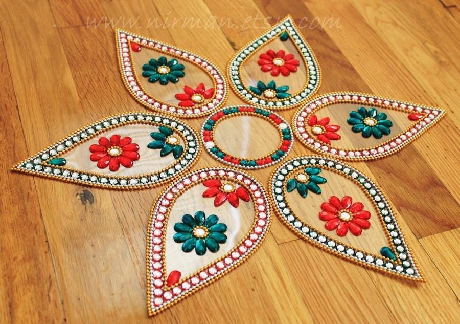 Rangoli floor art Big Pan Dual Colour Stone Red