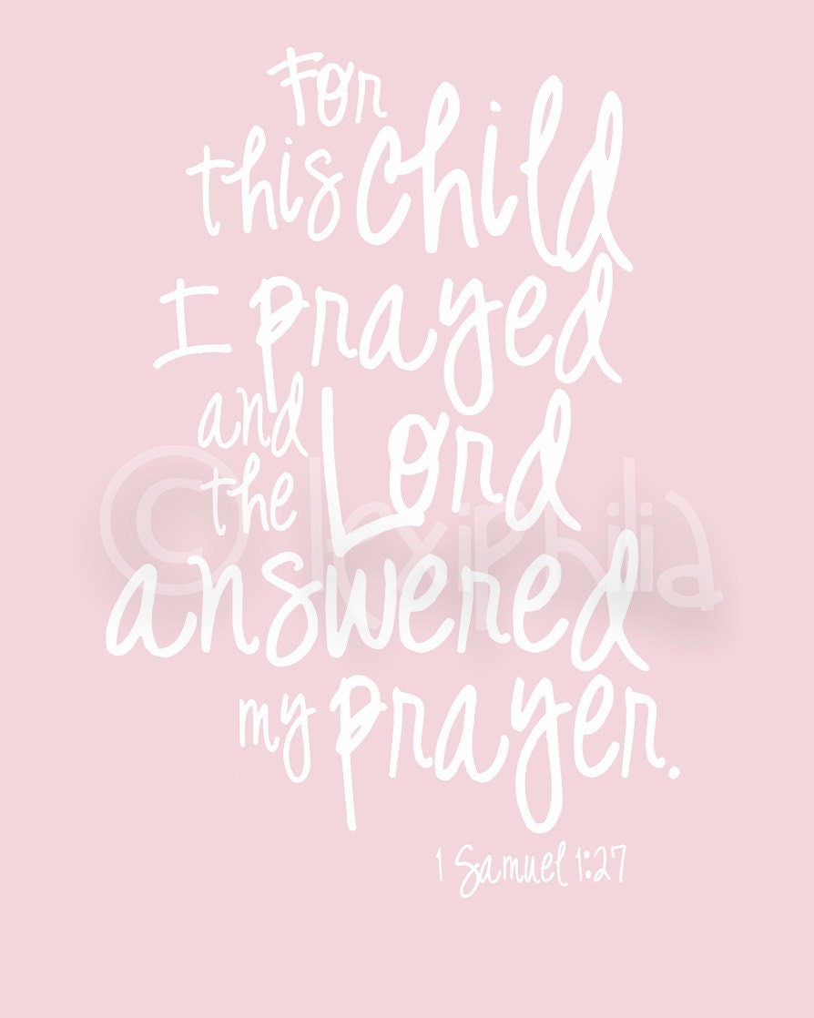 For this child I prayed 1 Samuel 127 Nursery Art by