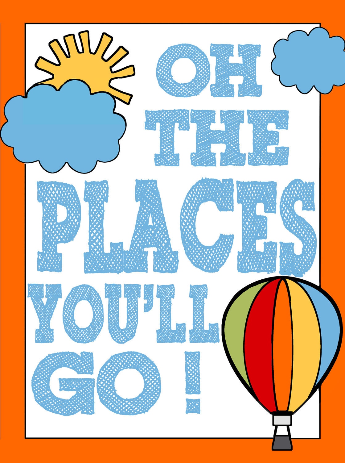 Dr. Seuss Print Oh the places you'll go... by Lexiphilia on Etsy