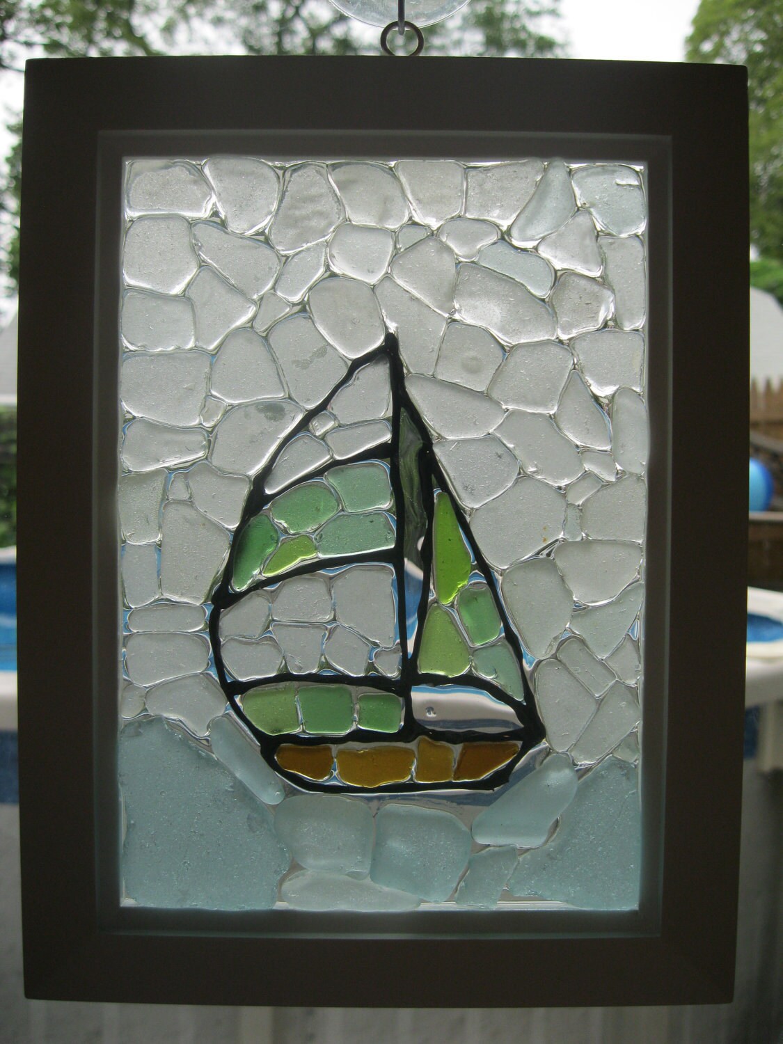 sailboat sea glass mosaic sailboat sea glass mosaic