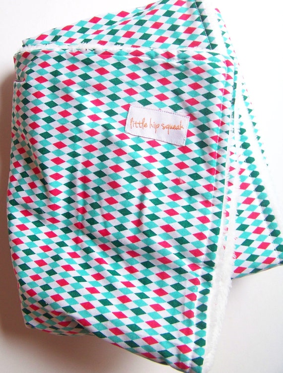 Baby Blanket Turquoise with Plush Minky Neutral Baby