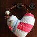 Upcycled Quilt Valentine Heart Ornament With Cherries Recycled
