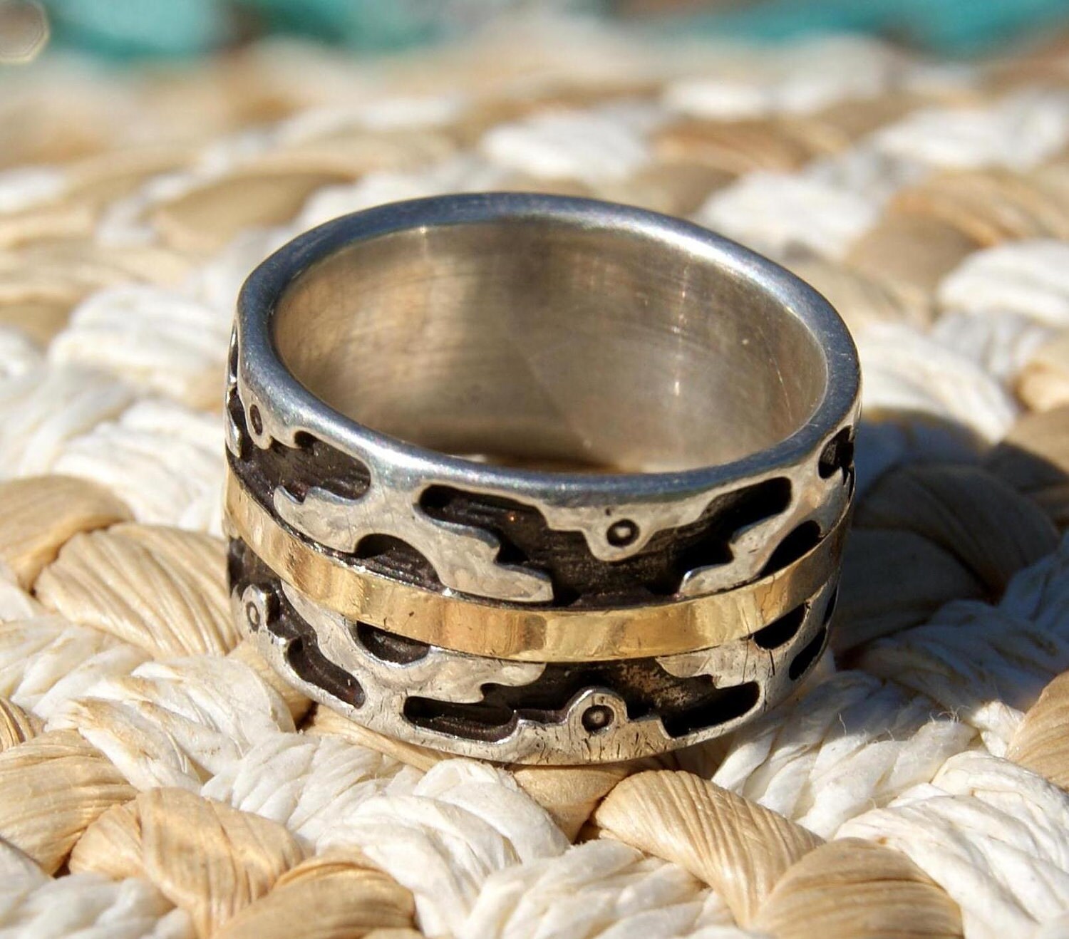Overlay HOPI WEDDING Ring 14K Sterling Silver by AuctionHunter