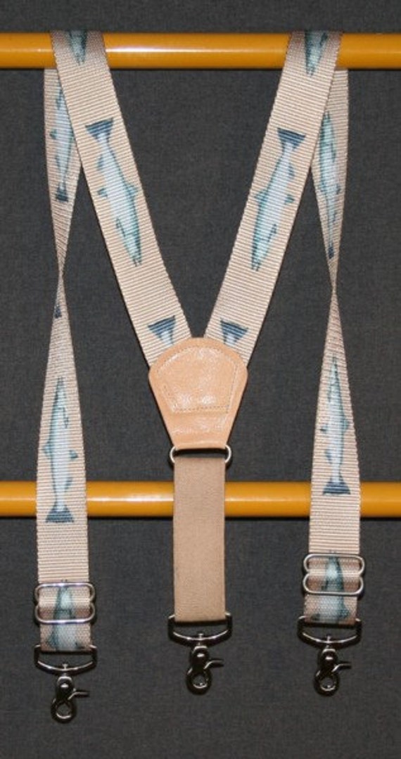 Work or Dress SuspendersSALMON FISH by SaltRiverStrapworks on Etsy