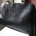 80s Large Black Leather Satchel Handbag