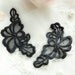 Black Lace Appliques, See through Lace Flower Appliques for Bridal Supplies and Craft Making, 1 pair of 3.3 inch x 1.8 inch (ULA1041)