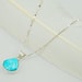 Dainty Turquoise Pendant Necklace with Dapped Bar Chain - Sterling Silver