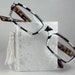 Tuxedo III Hand Painted Reading Glasses. 200 Strength Hand Painted Reading Glasses. Black and White Polka Dot Reading Glasses.