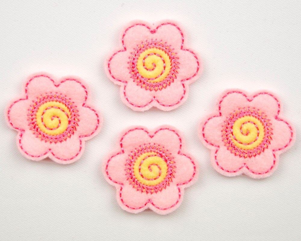 FLOWER Embroidered Felt Embellishments / Appliques Light
