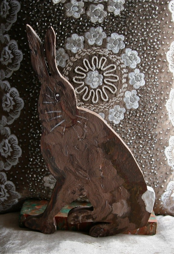 wooden hare sculpture