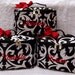 3 Personalized Cosmetic Case Black White Damask