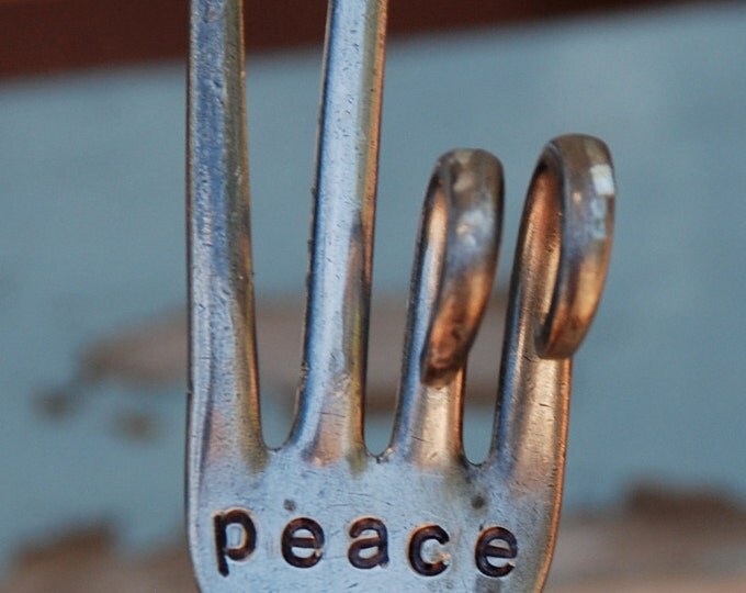 PEACE Garden Marker // hand stamped Peace Sign Plant Stake