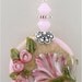 Pink Floral Handmade Glass Lampwork Pendant SRAJD, Pink, Silver, Green, DUST Team