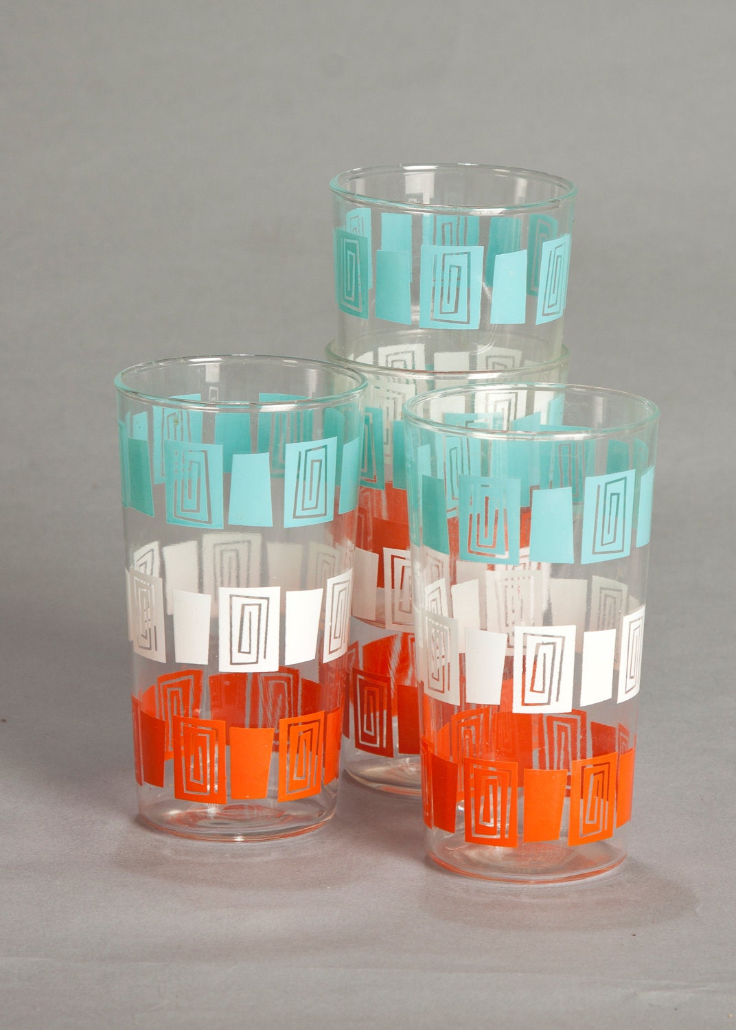 Mid-Century Retro Atomic Glass Drinking Cups