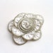 White Floral Brooch / Zipper Pin - Approx 3.4 in/ 8,5 cm - eco friendly, recycled jewelry