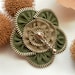 zipper brooch, green and brown flower, Zipper Pin. 2.8 in/ 7 cm,eco friendly, recycled jewelry