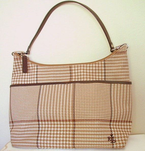 Vintage RALPH LAUREN Houndstooth Hobo Bag Designer by EventOutlet